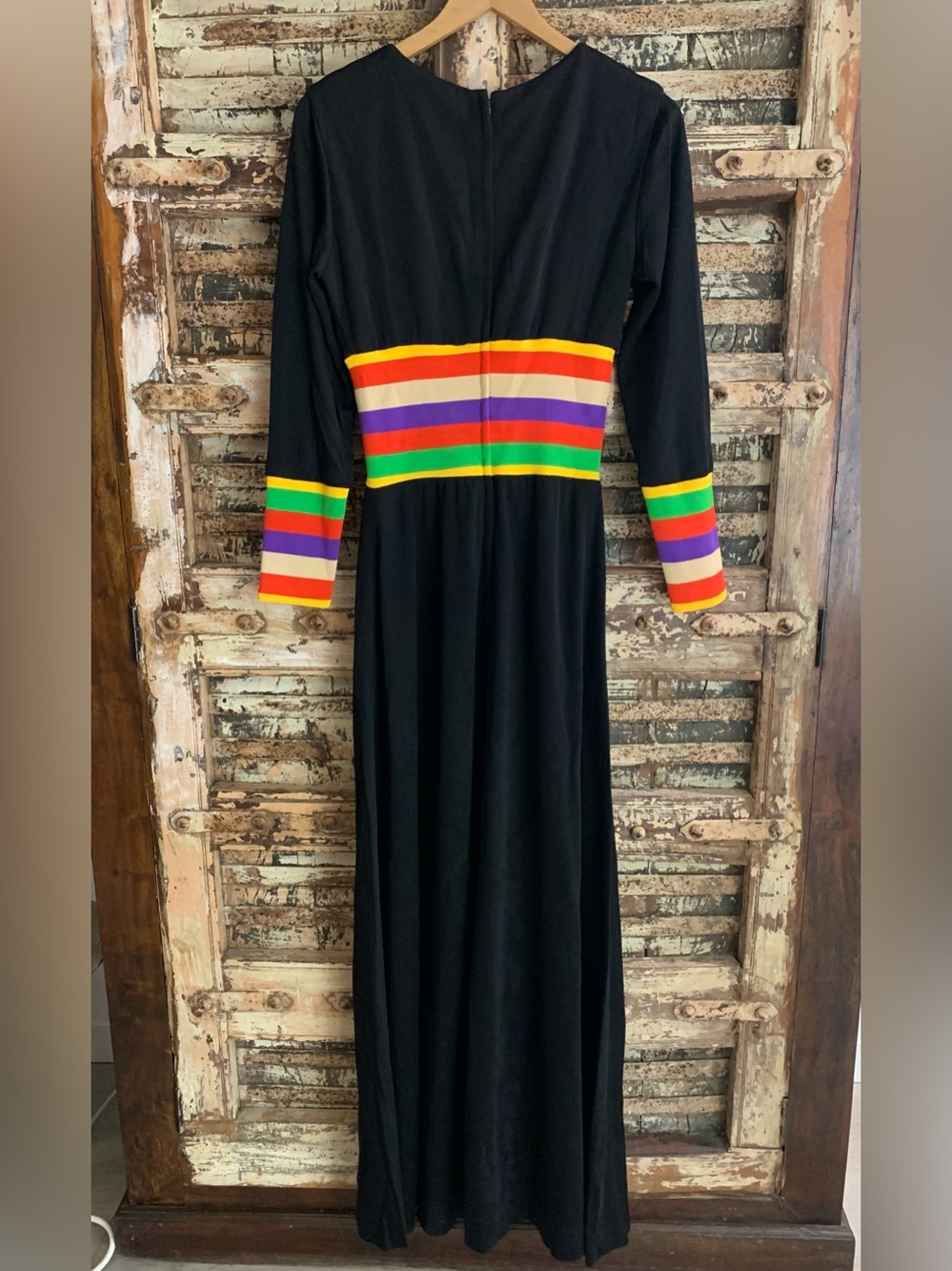 VTG Eve Le Coq 70s Black Knit Disco Glam Maxi Dress, Mod Hostess, Boho Chic, S/M - Picture 2 of 14
